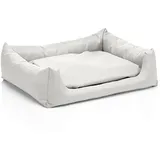 Juelle Hundebett aus Kunstleder, Hundebett für große Hunde, flauschiges Hundekissen, Sofa Rex S-XXL (100x80 cm, Weiß)