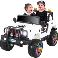 Actionbikes Motors Kinder Elektroauto Jeep Wrangler Offroad - 4x4 Allrad - USB - 4 x 35 Watt Motor - 2-Sitzer - Rc 2,4 Ghz Fernbedienung - Elektro Auto für Kinder ab 3 Jahre (2-Sitzer Weiß)