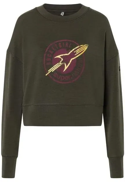 Super.Natural W ROCKET260 Crewneck Sweater black ink/sangria/gold (Y45) XS