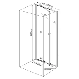 Aqualine Amico Dusch-Drehtür 104 x 185 cm Klarglas