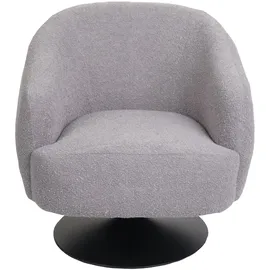 Mendler Cocktailsessel HWC-J76 Bouclé 70 x 80 x 80 cm Hellgrau drehbar mit Kissen