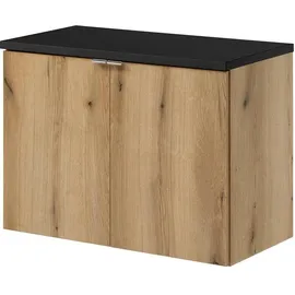 [en.casa] Waschtischunterschrank Skelbolu 80x60x40cm Eicheoptik/Schwarz [en.casa]