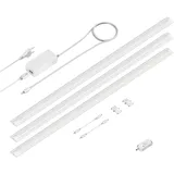 ledscom.de LED Unterbau-Leuchte SIRIS weiß matt, mit Bewegungsmelder, flach, je 90cm, je 963lm, warm-weiß 3er Set