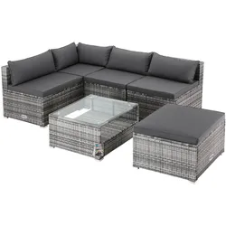 Polyrattan Ecklounge Grau/Anthrazit dicke Rückenpolster