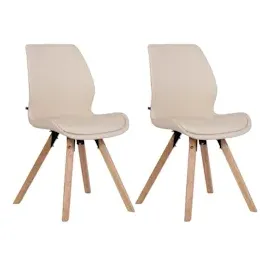 CLP 2er Set Stuhl Luna Kunststoff I Stoff I Samt I Kunstleder I Lehnstuhl mit Holzgestell