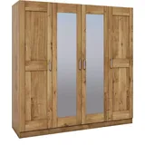 moebel-store24 Kleiderschrank Spiegeltüren Holz Wildeiche teilmassiv Natur geölt 4-türig