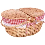 Körbe Hamps, Picknickkorb großer Korbkorb, leerer Korbkorb mit abnehmbarem Liner Rustikal gewebtem Korb für Picknick Snack Ostereier, rotes Plaid