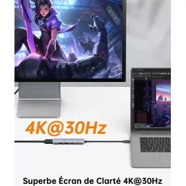 NOVOO 5-in-1 USB-C-Hub, Adapter USB C auf HDMI 4K, Aufladen 100 W PD, USB-C auf USB x 3, USB C Adapter Multiport, kompatibel mit MacBook Air MacBook Pro Chromebook