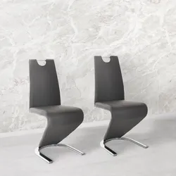 Esszimmerstuhl HOME AFFAIRE "Monza", grau, B:43cm H:101cm T:61cm, Stühle, Bezug in Kunstleder, Rückenlehne mit Griff zum einfachen Zurückziehen