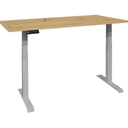Schreibtisch MÄUSBACHER "Big System Office", silber (silber, asteiche, silber, asteiche), B:140cm, Tische, Breite 140 cm, elektrisch höhenverstellbar