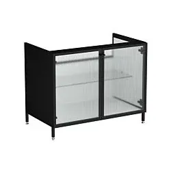 Vitra Liquid Waschtisch-Unterschrank 66741 88x51x71,5cm, Korpus schwarz matt/Ornamentglas geriffelt