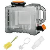 Wasserkanister mit Wasserhahn, Verlängerungsschlauch, Reinigungsbürste, Staubschutzstopfen, auslaufsicherer Wasserbehälter mit Griff, Notwassertank Wassereimer für Camping, Auto, Wandern (8L)