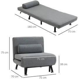 Homcom Schlafsessel mit Bettfunktion Klappbar 75 x 70 x 75 cm