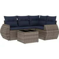 vidaXL Gartensofa-Set mit Kissen, grau, Polyrattan
