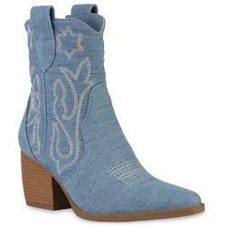 Damen Cowboy Boots in Hellblau Denim
