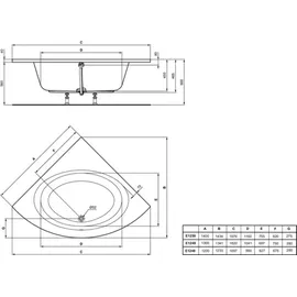 Ideal Standard Connect Air Eckbadewanne 140 x 140 cm (E125001)