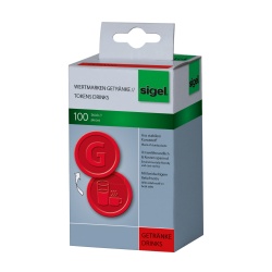 Sigel Wertmarken Getränke, 2,5 cm, Als Gutscheinmarken für Gaststätten, Kantinen, Feste und Festivals geeignet, 1 Packung = 100 Stück