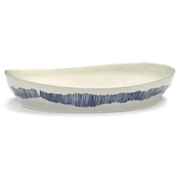 Serax - Feast Servierschale S, white / blue stripes
