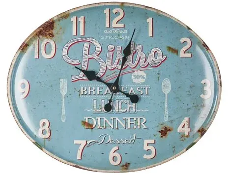 Globo Quarzwanduhr Bistro 40x50 cm Alu, Eisen, Stahl & Metall