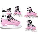 Nils Extreme 4-in-1 Inline-/Schlittschuhe Pink, verstellbarer Multi-Skate für Inline, Rollen, Eis und Hockey - Rosa - 35-38