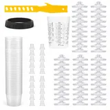 Wiltec Mischbechersystem 800ml 50x Filter 125μm Lackmischbecher Set mit Deckeln, Innenbechern und Messbecher, Farbmischbecher für Autolackierung