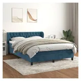 vidaXL Boxspringbett mit Matratze Dunkelblau 140x200 cm Samt