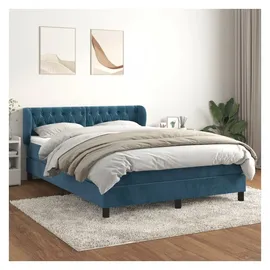 vidaXL Boxspringbett mit Matratze Dunkelblau 140x200 cm Samt