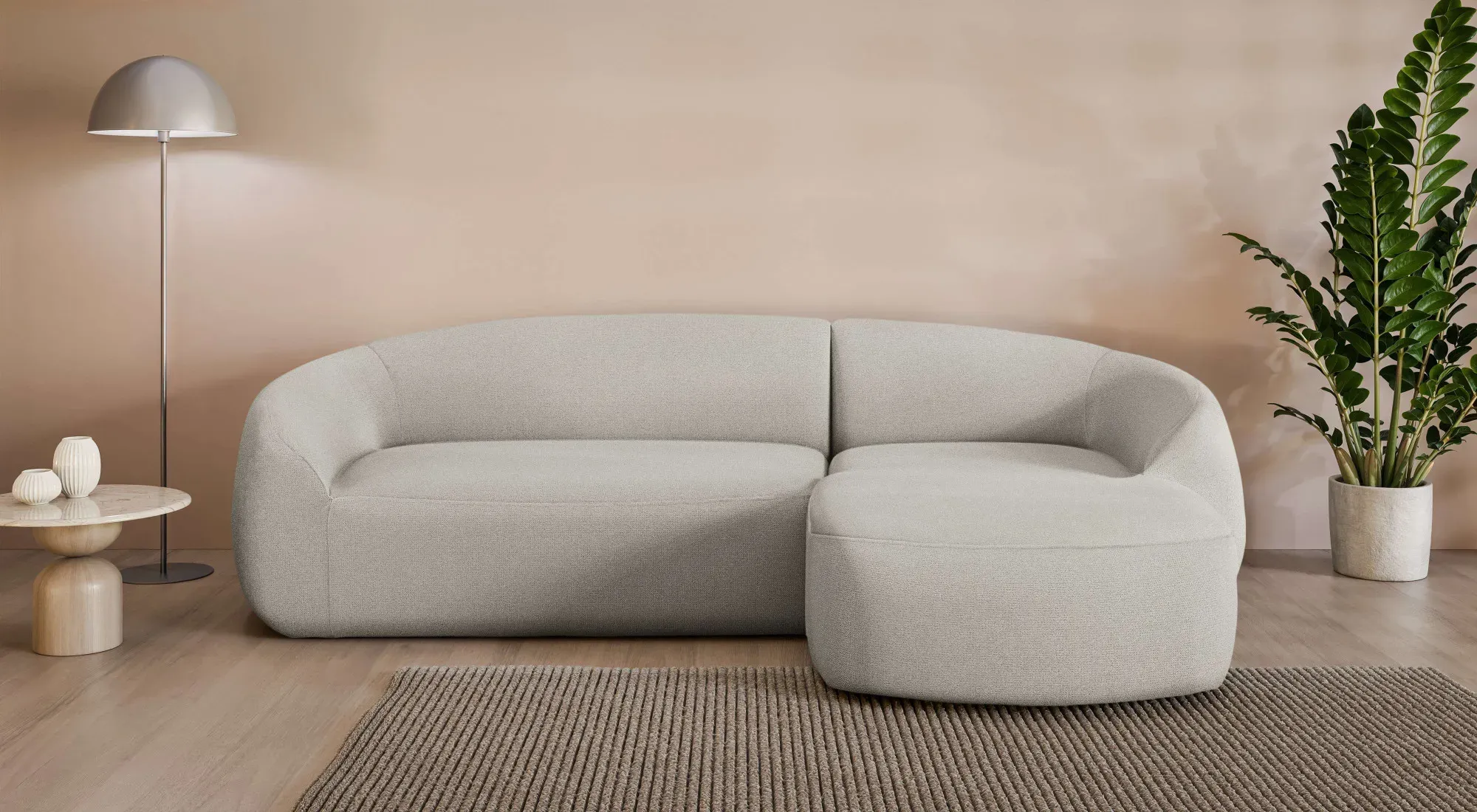 Ecksofa "YANI, L-Form, Designersofa, organische Form, Maße B/T/H: 255/170/81 cm", beige, B:255cm H:81cm T:170cm, 100% Polyester, LEGER HOME BY LENA GERCKE, Sofas, Ecksofa, L-Form, Designersofa, organische Form, Maße B/T/H: 255/170/81 cm