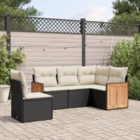 SECOLI Balkon Lounge Balkonmöbel Keiner Sofa Outdoor Gartensofa 3-Sitzer Gartenmöbel-Set Ecksofa Garten Balkonlounge Rattan Polyrattan Lounge Gartenlounge Terrassenmöbel Schwarz 5-tlg-Type-150