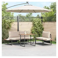 vidaXL Garten Essgruppe 3 pcs Taupe Stahl