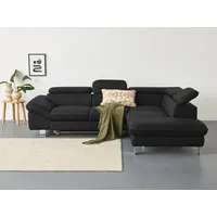 Ecksofa COTTA "Driver L-Form", grau (charcoal), B:268cm H:73cm T:214cm, Kunstleder SOFTLUX;LEDER BEEFY (ein abgedecktes Spalt-Rindsleder) im Sitz und Rücken (Korpus in Kunstleder);Luxus-Kunstleder;NaturLEDER (echtes Rindsleder) im Sitz und Rücken (Rückseite mit Spannstoff bezogen), Sofas, Ecksofa, mit Kopfteilverstellung, wahlweise mit Bettfunktion & Bettkasten