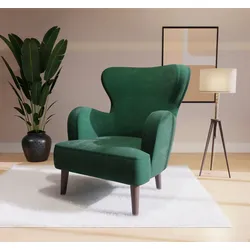 Sessel HOME AFFAIRE "SICILIA", grün (dunkelgrün), B:88cm H:88cm T:64cm, 100% Polyester, Sessel, moderner Ohrensessel
