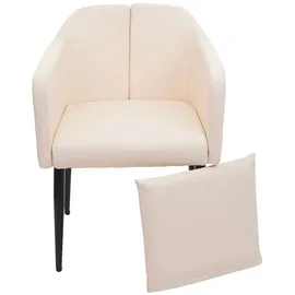 Mendler Esszimmerstuhl HWC-H93, Küchenstuhl Lehnstuhl Stuhl Kunstleder creme-beige