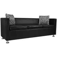 VidaXL Sofa 3-Sitzer Kunstleder Schwarz