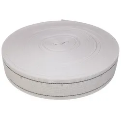 50 Meter Polster Rücken Gummigurte Elastikmaterial Weiss 6 cm breit / 2 Streifen Dehnung 100 %