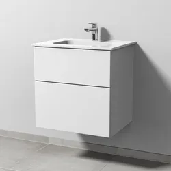 Sanipa 3way Kombination mit Keramikwaschtisch Design 60 cm, 2 Auszüge mit Push to open, Badmöbel,