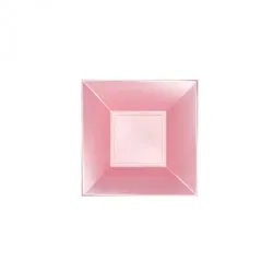 Sovie Tableware Teller aus Plastik (PP), tief, Perlmutt-Rosa,180x180mm, 8 Stück - Einweg Tiefe Teller Geschirr