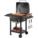 Holzkohlegrill Bbq Smoker Mit Deckel Thermometer Höhenverstellbar Kohlepfanne Kamin Grillrost Seitentisch Aschefach
