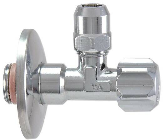 ALBERTONI Eckventil 1/2'' x 3/8'' - mit selbstd. PTFE-Ring - verchromt - mit Schieberosette (Ø 56 mm)