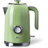 Wiltal Wasserkocher [1,7L, 2200W], Retro Green, Edelstahl, Toaster Wasserkocher set Retro (Wassertemperaturanzeige im Retrodesign, außenliegende Wasserstandsanzeige) Vintage Teekocher...