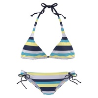 VENICE BEACH Triangel-Bikini Damen marine-gelb-gestreift Gr.38 Cup C/D