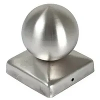 Gartenwelt Riegelsberger Abdeckkappe aus Edelstahl Pyramide mit Kugel für Zaunpfosten Pfostenkappe silberfarben