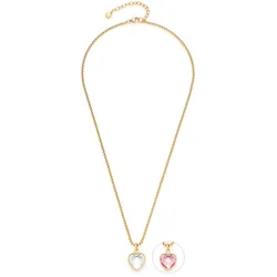 Kette mit Anhänger LEONARDO "Halskette Carli Valentin's Special Herz, 023377, 023378", rosa (gelbgoldfarben, rosa, kristallweiß), Halsketten, Damen, Edelstahl, L: 50cm B: 1mm, mit Kristallglas, B:1mm