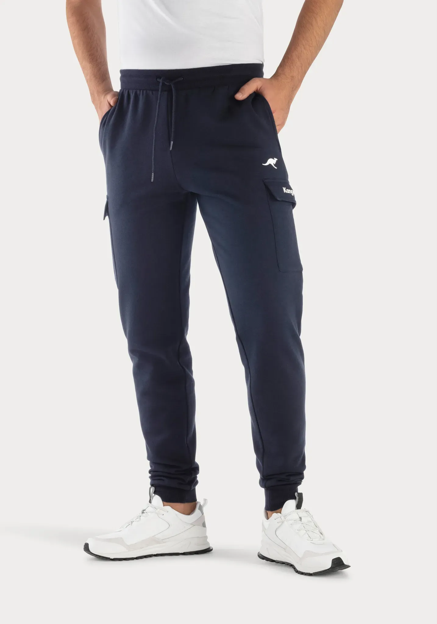 Sweathose KANGAROOS, Herren, Gr. 44/46 (S), N-Gr, blau (navy), angeraute Sweatware, Obermaterial: 60% Baumwolle, 40% Polyester, unifarben, bequem lang, Hosen Sweathose, Jogginghose mit Kordel, Relaxhose leichte Sweat-Qualtität