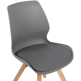 CLP 2er Set Stuhl Luna Kunststoff I Stoff I Samt I Kunstleder I Lehnstuhl mit Holzgestell
