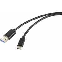 Renkforce USB-Kabel USB 3.2 Gen2 USB-C® Stecker, USB-A Stecker 1.00 m Schwarz Gesamtschirm RF-5720404