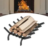 Froadp Kaminholzrost Robuster Kaminrost aus Kohlenstoffreichem Stahl Feuerrost für Kamin Brennholz Kaminholz Holzregal mit Füßen Brennholzhalter für Innen und Außen, 41 x 31 x 11 cm