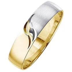 Trauring FIRETTI "Schmuck Geschenk Gold 375 Hochzeit Ehering Trauring "LIEBE"" Gr. 16,5, gold (gelbgoldfarben, weißgoldfarben), Fingerringe, 16,5, ohne Brillant, Gelbgold 375, 5mm, wahlweise mit oder ohne Brillant