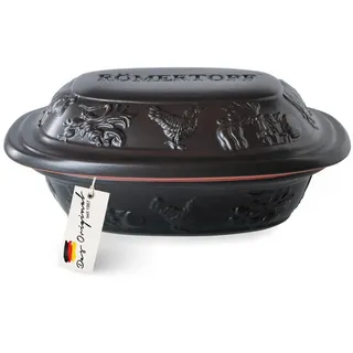 RÖMERTOPF Römertopf RUSTICO Bräter, 1,2 Liter, aus Naturton schwarz