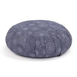 Bodhi Meditationskissen ZAFU | Ø 34 cm | Maharaja Collection | Yogakissen mit Dehnfalten und Tragegriff | Bezug aus 100% Baumwolle | Sitzkissen mit Bio-Dinkelfüllung | Mandala/dunkelblau